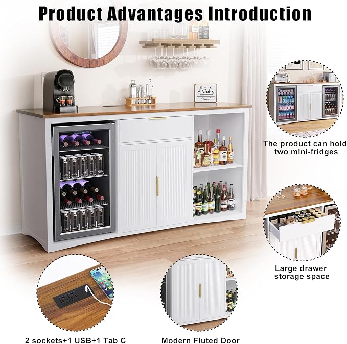 GDLF 70.1" Long Coffee Bar Cabinet - Image 5