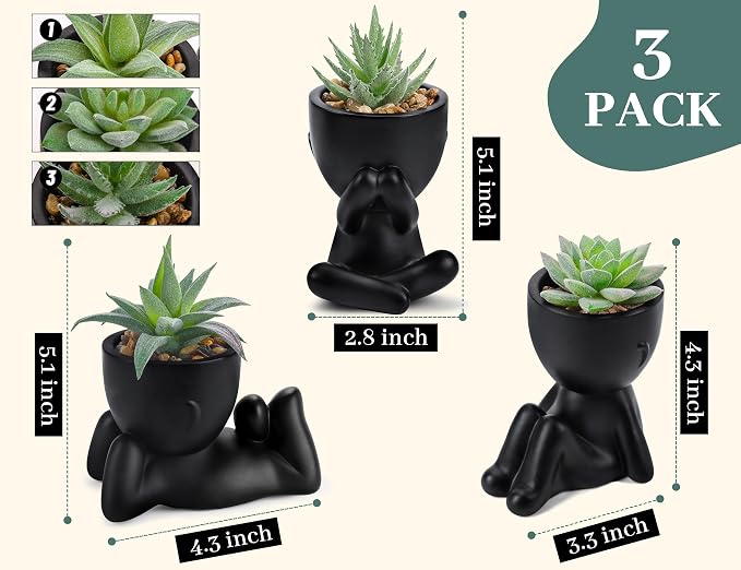 Der Rose 3pcs Fake Succulents Plants Artificial - Image 2