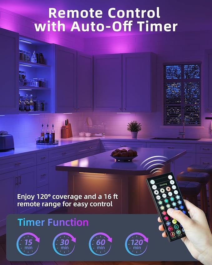 EZVALO 80RGB Color Changing Under Cabinet Lighting Wireless, 1800mAh - Image 4