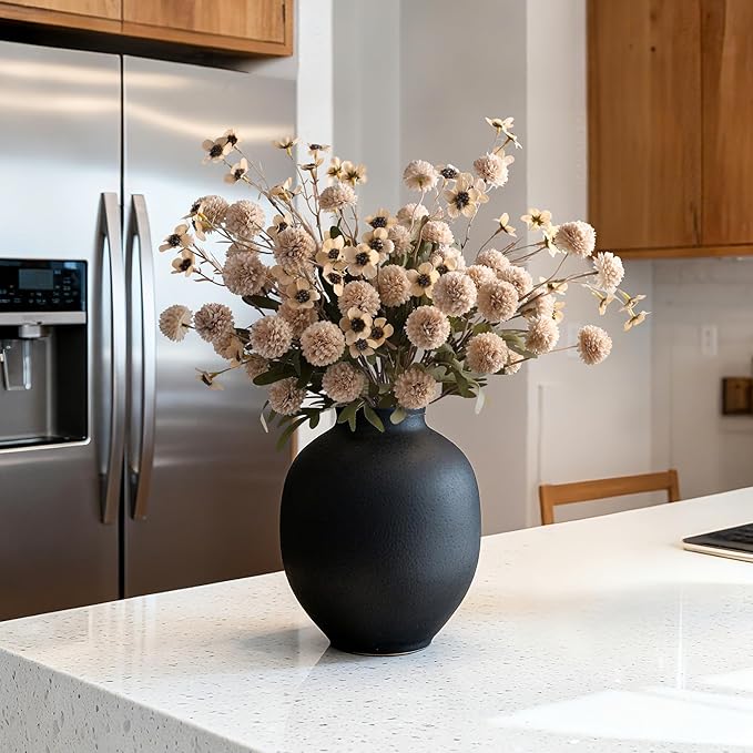 HyeFlora Fake Kiku Flowers, Faux Silk Pompon Mums Artificial Flowers, - Image 6