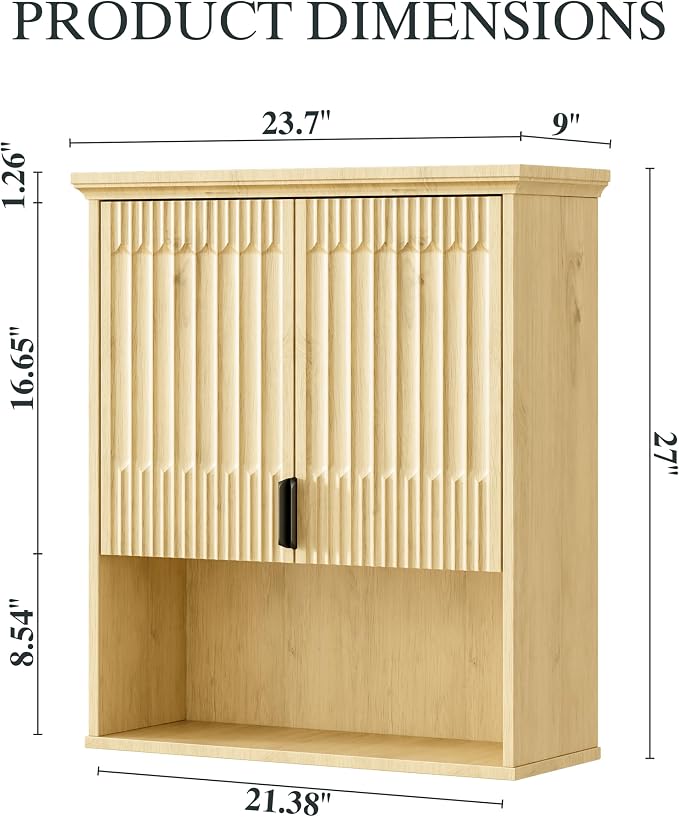 FLOWBACK Bathroom Wall Cabinet Over The Toilet Storage, 23.5×31.4 Inch Wall - Image 3