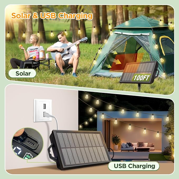 100FT Solar String Lights Outdoor Waterproof - Image 3