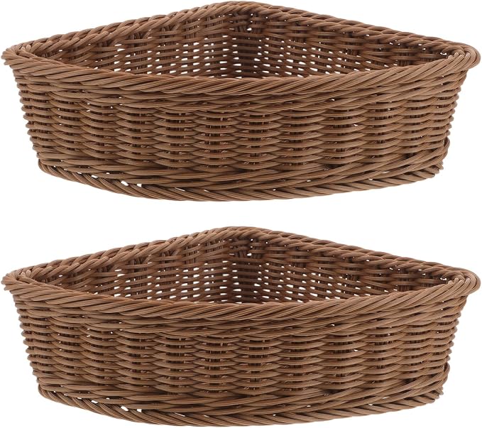 Garneck 2pcs Corner Storage Basket Set: Triangle Shelf Basket Stackable by GARNECK