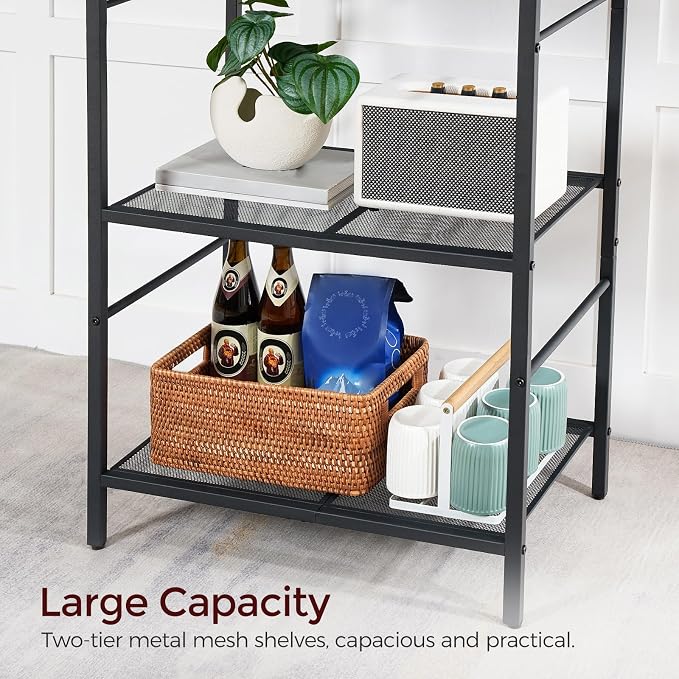 MAHANCRIS Bakers Rack with Power Outlet, Kitchen Storage Shelf with 6 Hooks - Image 6