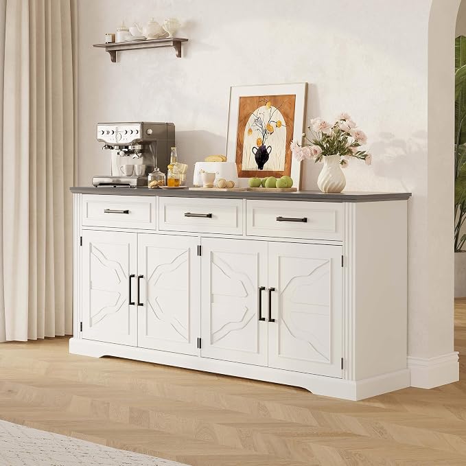 Garvee 66" Modern Farmhouse Sideboard Buffet Cabinet by Garvee