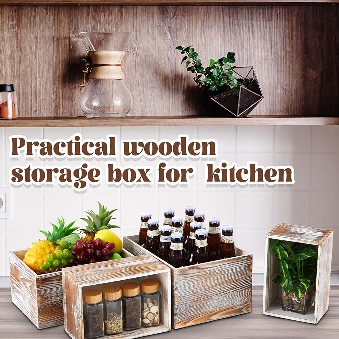 Juexica Set of 6 Farmhouse Wooden Crate Antique Wood Crates - Image 5