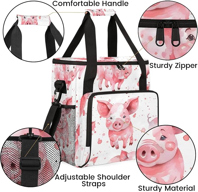 Funny Pig Coffee Maker Carring Bag, Large Insulated Storage Organizer Case Tote - Image 6