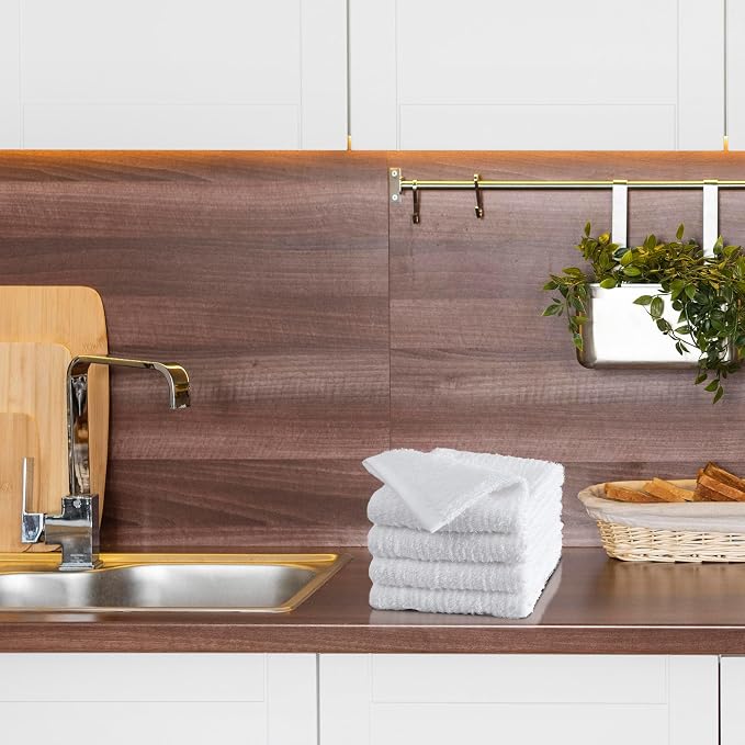 Avalon Towels Ribbed Bar Mop Towels 16x19 Absorbent and Durable White Bar Towels - Image 4