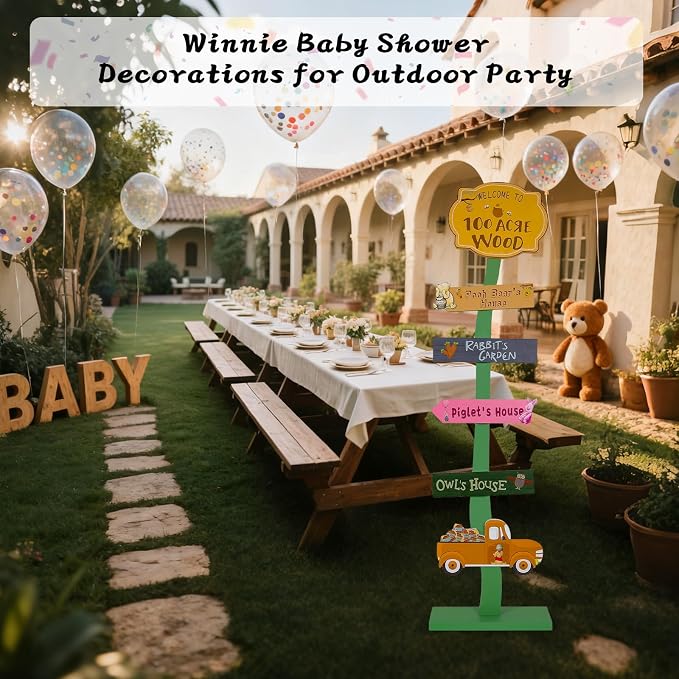 Winnie Baby Shower Decorations | Lighted Wood Baby Shower Standing Signs - Image 8
