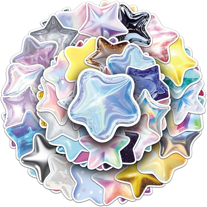 50Pcs Star Stickers, Waterproof Vinyl Holographic Star Stickers - Image 6