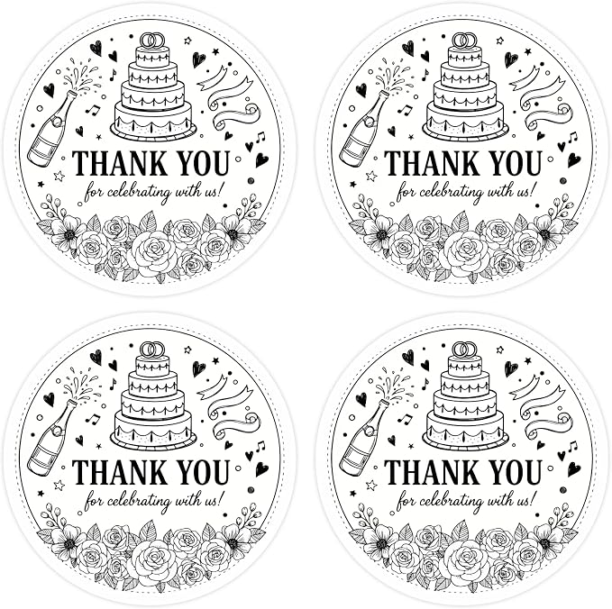 Serencatcher Hand Drawn Doodle Wedding Thank You Stickers by Serencatcher