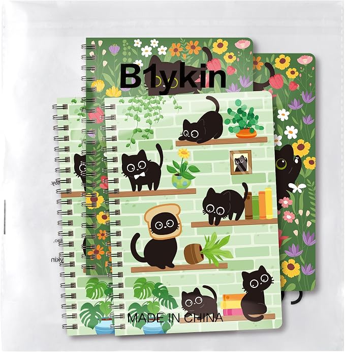 B1ykin Black Cat Floral Spiral Notebooks - Image 7
