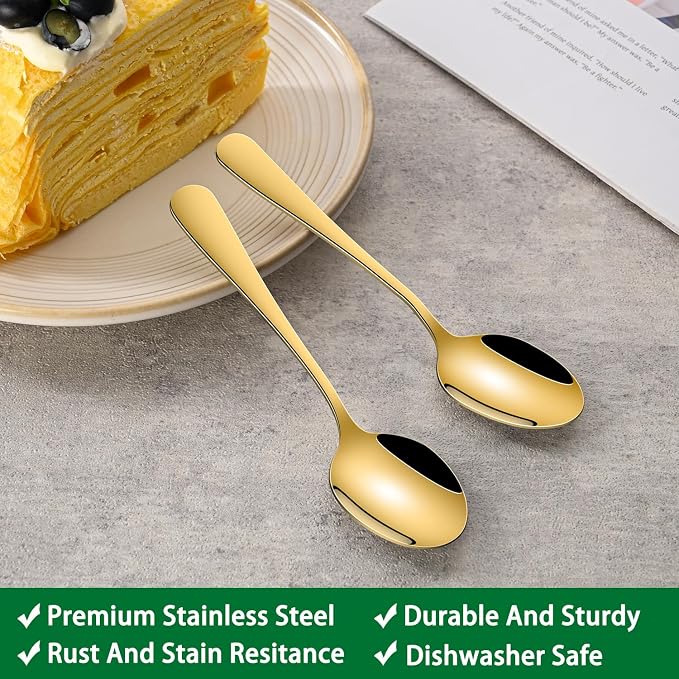 DEHOV 4.7 Inches Coffee Spoon, 8-Piece Cute Gold Espresso Spoons, Mini Coffee - Image 3