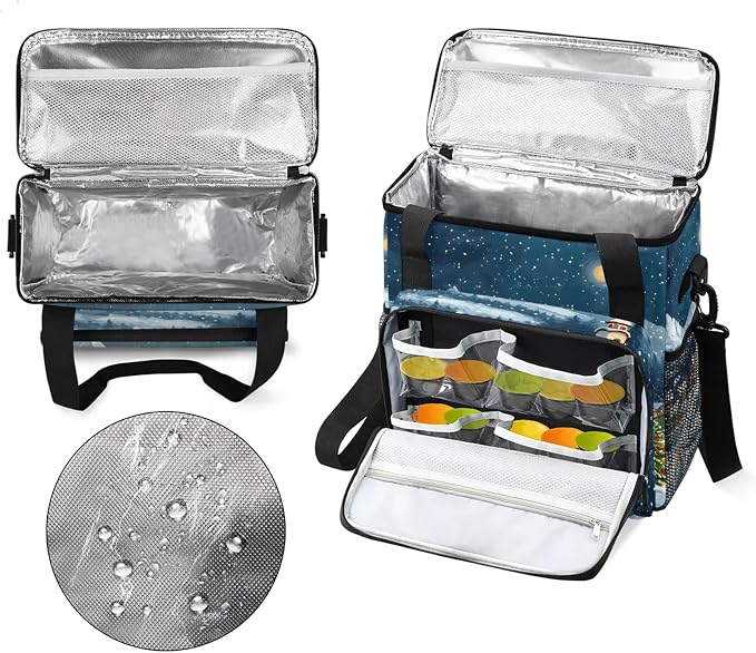 Christmas Winter Landscape Coffee Maker Carring Bag, Large Insulated Storage - Image 3