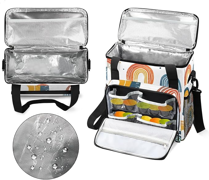 Boho Rainbow Coffee Maker Carring Bag, Large Insulated Storage Organizer Case - Image 3