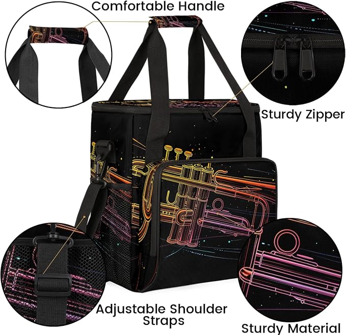 Instrument Music Trumpet Coffee Maker Carring Bag, Large Insulated Storage - Image 6