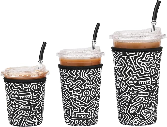 3 Pack Iced Coffee Sleeve Reusable by Cavllson