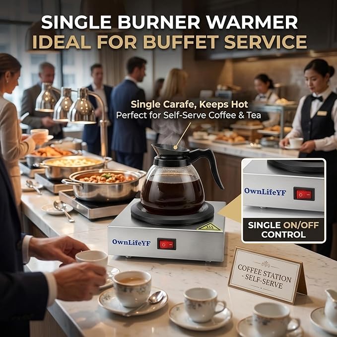 Commercial Coffee Warmer, 60W 176℉ Single Burner Decanter Warmer Plate - Image 7