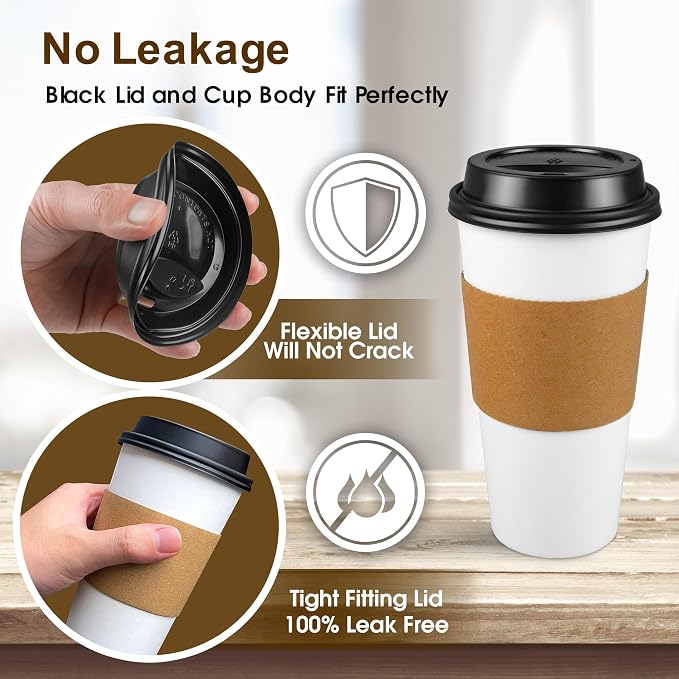 Ginkgo 100 Pack 20 oz Disposable Paper Coffee Cups - Image 3