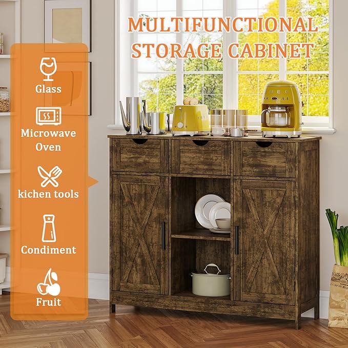 Viaozutis Storage Cabinet, Coffee Bar Cabinet - Image 3