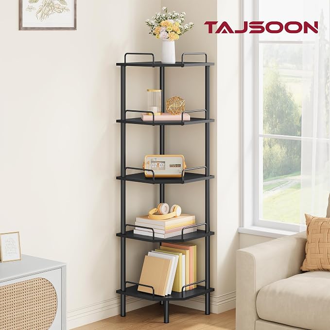 Tajsoon Corner Shelf Stand, 5 Tier Industrial Corner Shelves, Corner Shelving - Image 2