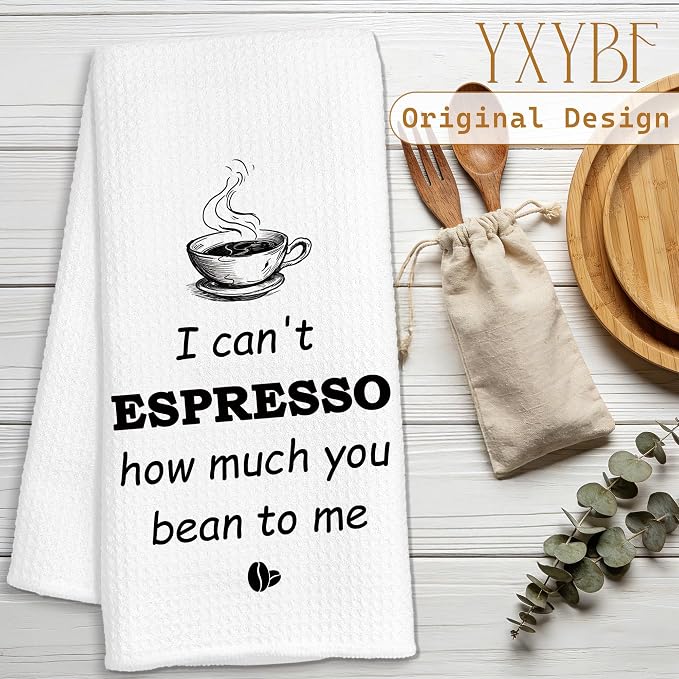 Funny Coffee Kitchen Towels 16x24 Inches, Coffee Lovers Gifts, I Can't Espresso - Image 2