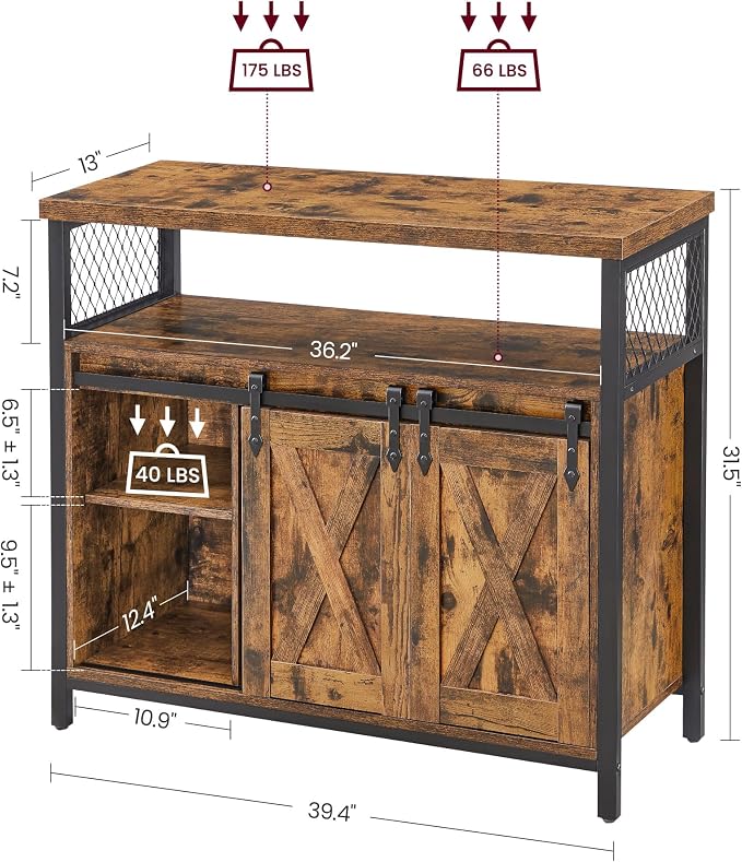VASAGLE Buffet Cabinet, Coffee Bar Storage Cabinet, Sideboard - Image 3