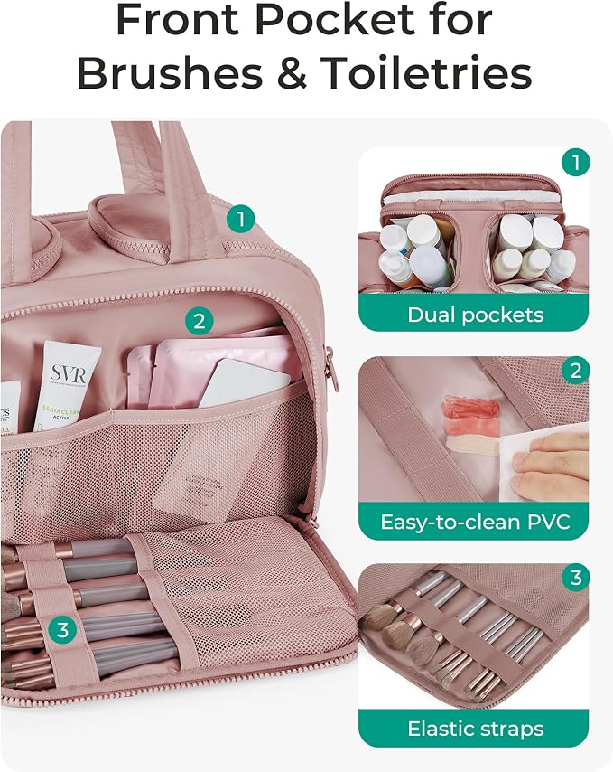BAGSMART Travel Toiletry Bag, Lightweight Large Wide-open Travel Bag - Image 2