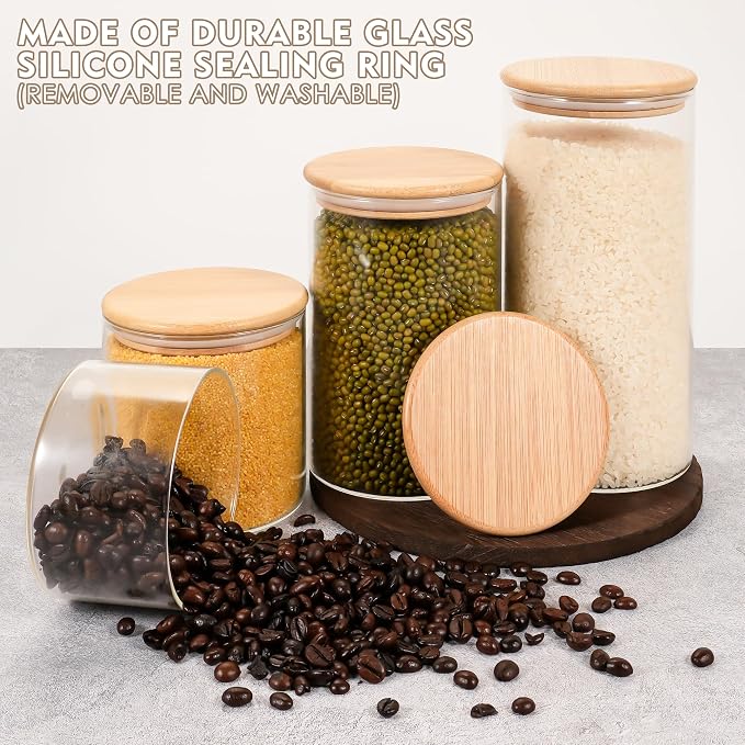 2PCS Glass Storage Jars with Airtight Lids, 32 fl oz Cute Clear Storage - Image 4