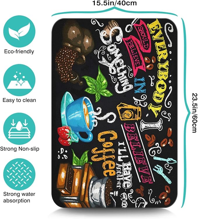 Coffee Bar Mat Accessories for Countertop Absorbent Hide Stain Rubber Backed - Image 5