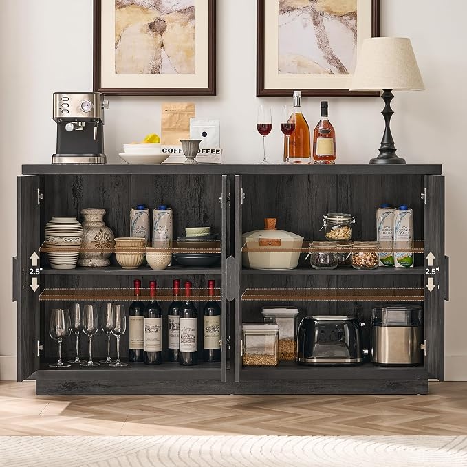 ONBRILL Buffet Cabinet with Storage, Wooden Kitchen Coffee Bar Credenza Storage - Image 3