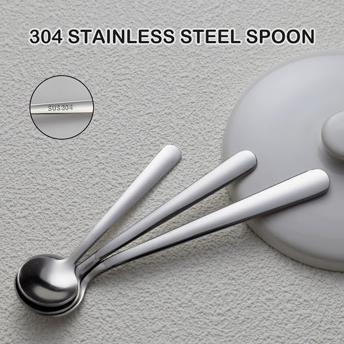 6 Pack 5.1 Inches Mini Spoons Small Coffee Teaspoon Medicine Spices Powder Spoon - Image 3