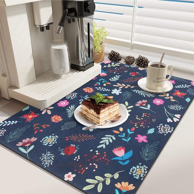 LOKHOM Dish Drying Mat for Kitchen Counter, Vintage Dish Drainer Rack Mat - Image 2