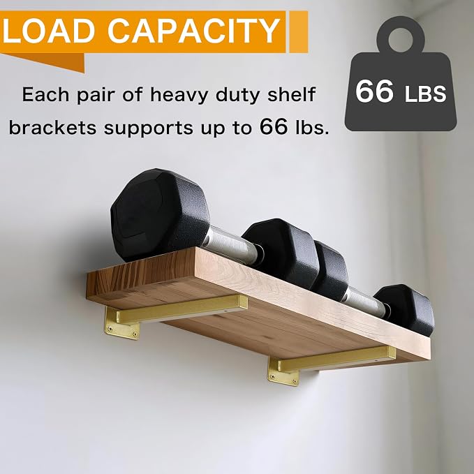 6 Pcs Gold Shelf Bracket 10 Inch Heavy Duty Brackets - Image 5