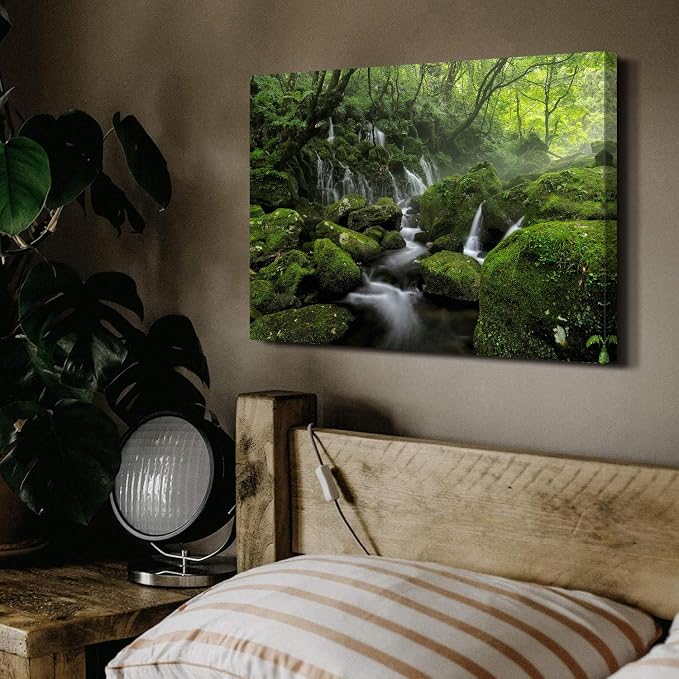 Green Forest Wall Art Nature Foggy Mountain Canvas Picture - Image 3