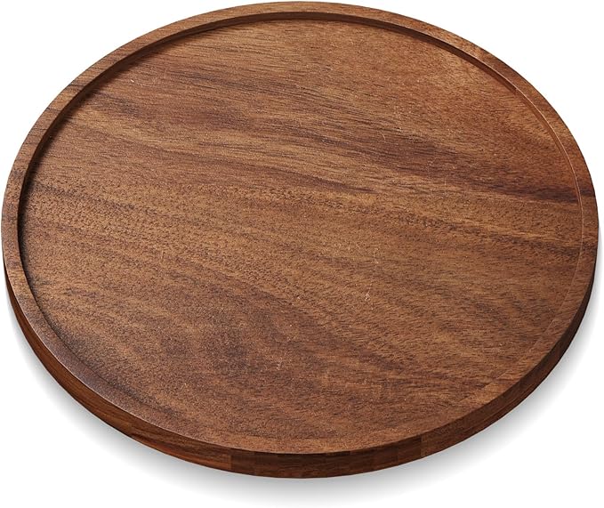 VERTORGAN Acacia Wood Serving Tray, 9.8 Inch Decorative Trays Platter by VERTORGAN