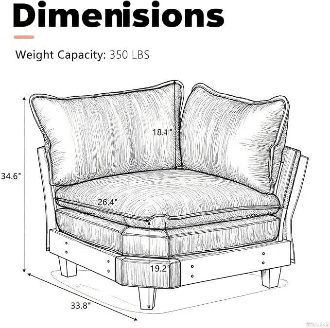 Corner Seat for Sectional Sofa, Modular Cloud Couch - Image 3