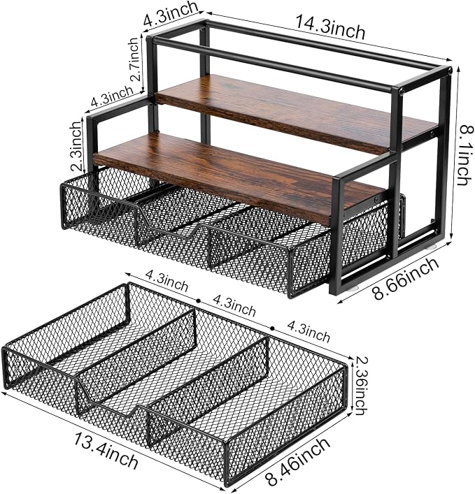Coffee Syrup Organizer for Coffee Bar, 3-Tier Metal Station - Image 6