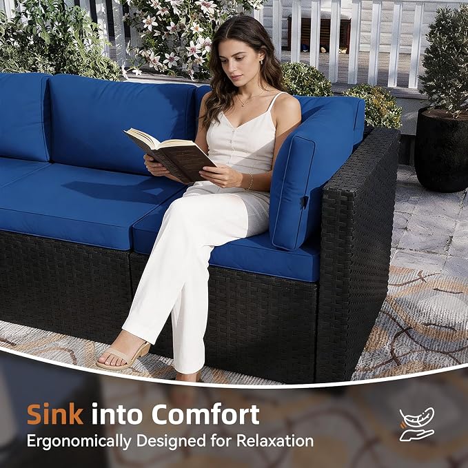 Aoxun Patio Furniture Set 5-Piece, Outdoor Sectional Sofas - Image 4