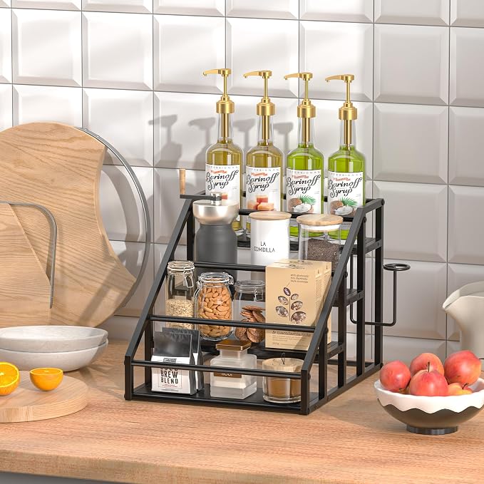 Coffee Syrup Rack Organizer, 4 Tier Countertop Storage Shelves, Kitchen Storage - Image 8