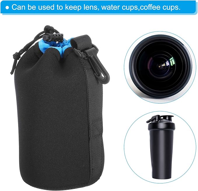 PATIKIL 2 Pcs 3.7" ID x 7.1" H Neoprene Drawstring Lens Pouch, Camera Lens Case - Image 6