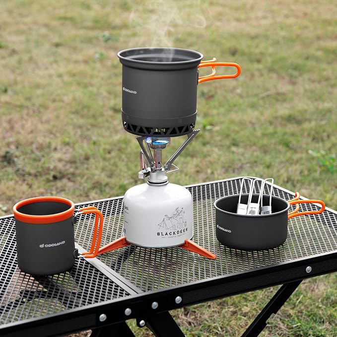 Odoland Camping Pots with Heat Exchanger Camping Cooking Set with Portable - Image 8