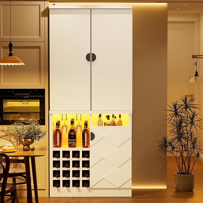 kepptory 72" Tall Kitchen Pantry Storage Cabinet, Freestanding Bar Cabinet - Image 8