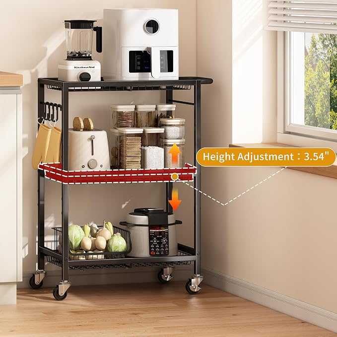 3-Tier Rolling Cart, Space-Saving Kitchen Cart - Image 2