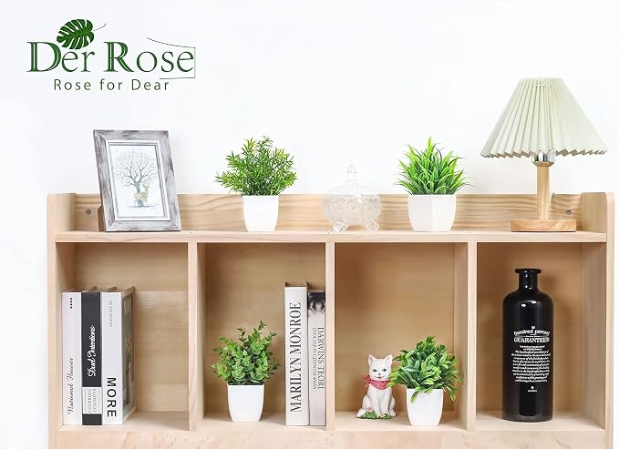 Der Rose 4 Pack Small Fake Plants Mini Artificial Faux Plants in Pots - Image 5