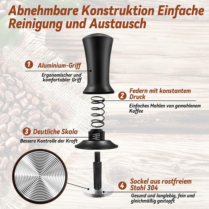 51mm Espresso Accessories Kit, Espresso Tamper Set, 51mm Spring Loaded - Image 6