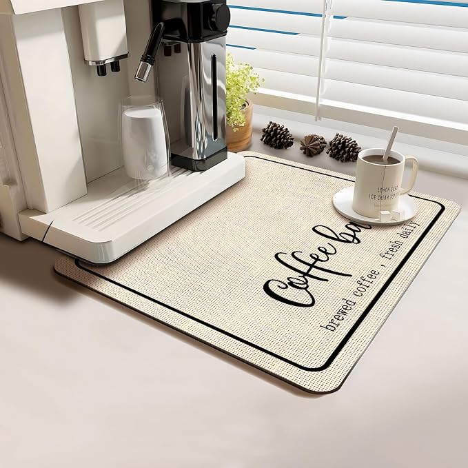 Coffee Bar Mat Rubber Dish Drying Mat by PtRug