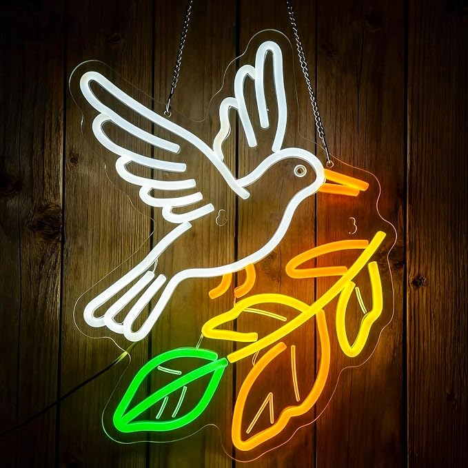 Dove Neon Sign - 16x12.5 inch Dimmable LED pigeon Neon Light Bird Boho Decor by Unknown