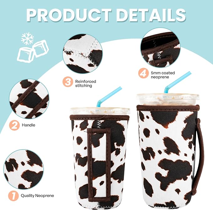 KJQJLY 3 Pack Reusable Iced Coffee Sleeves - Image 3