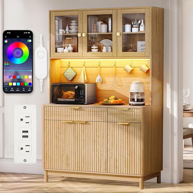 71'' Fluted Kitchen Pantry Cabinet by Unknown